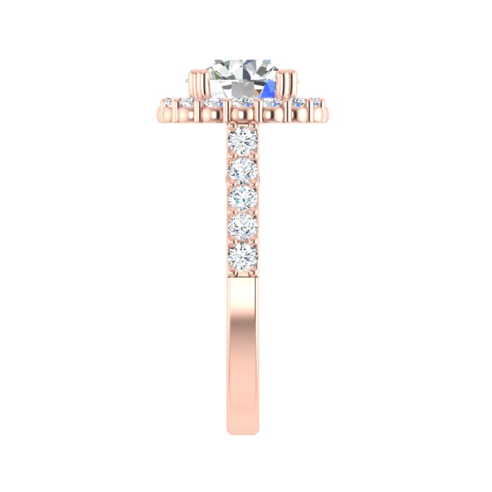 14K ROSE GOLD 11MM ROUND HALO ENGAGEMENT RING